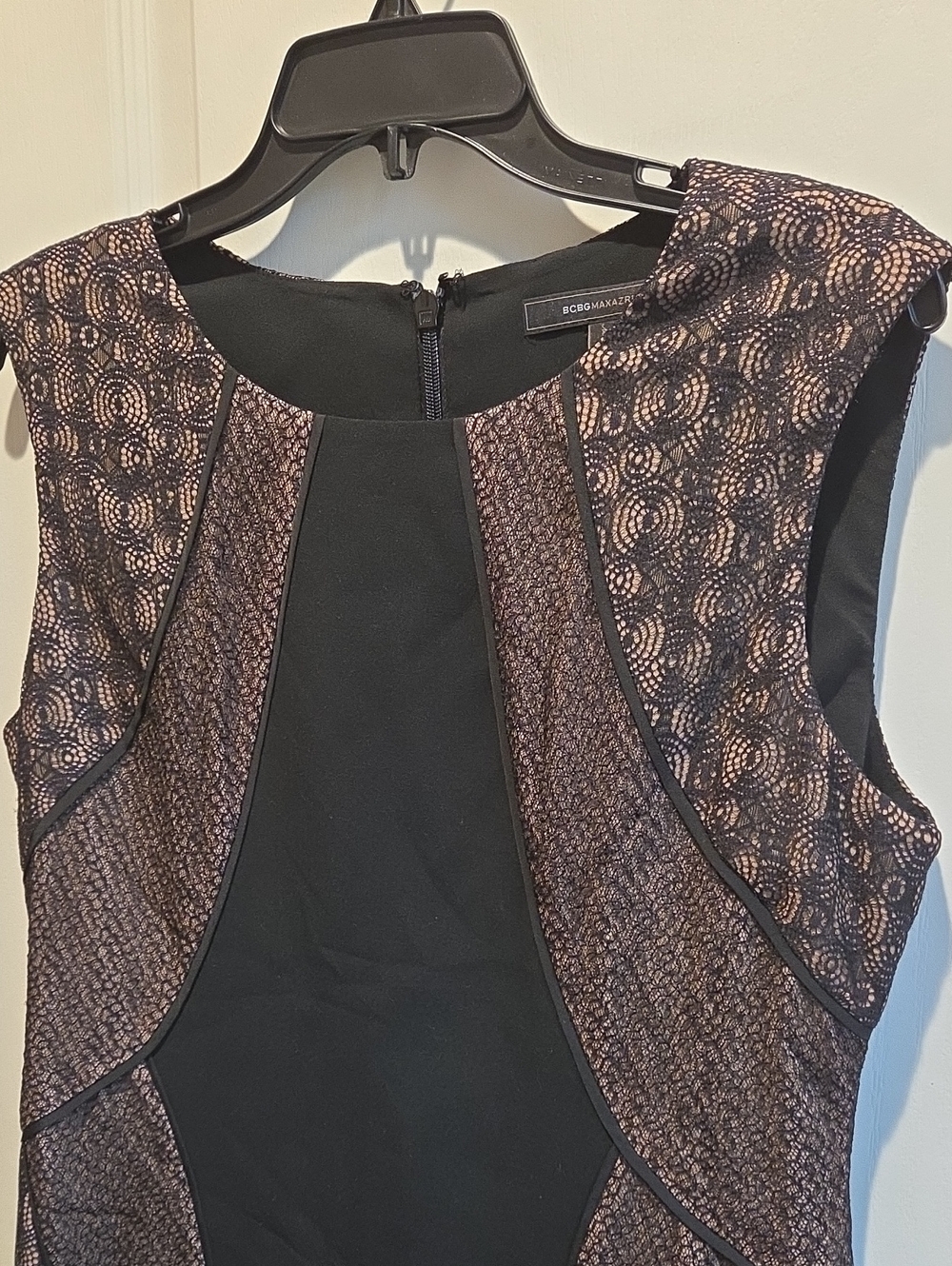 BCBGMaxAzria Black & Bronze Lace-Panel Sheath Dress